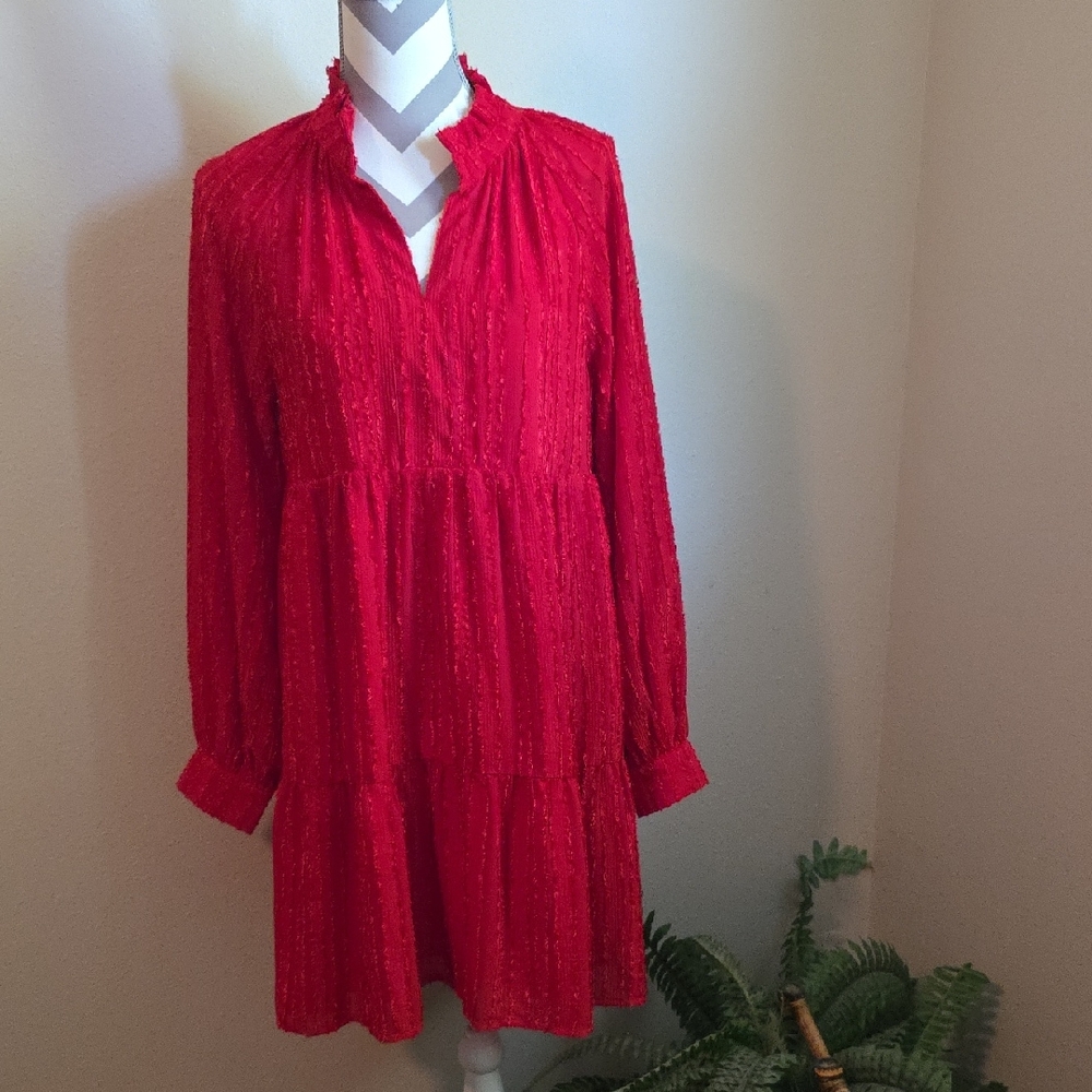 Ellison Vibrant Red Long Sleeve Dress